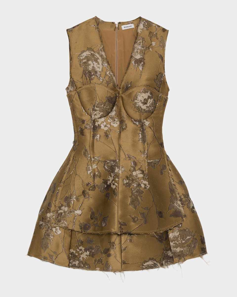 Brynelle Fit-&-Flare Floral Jacquard Mini Dress